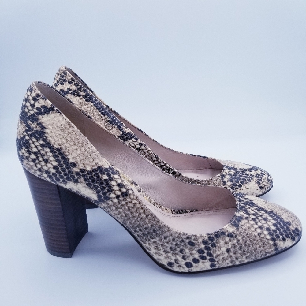 Louise et Cie Snake Skin Closed-Toe Block Heels